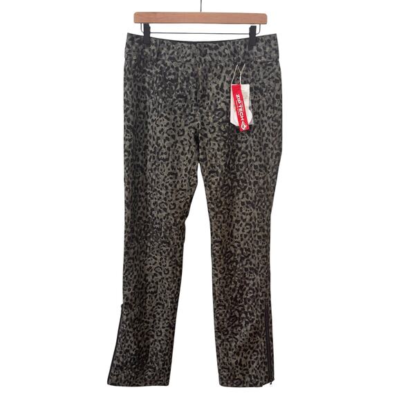 NWT Women's Volcom Battle Stretch Ski Snowboard Pants Leopard Print Green Size M - Picture 1 of 11
